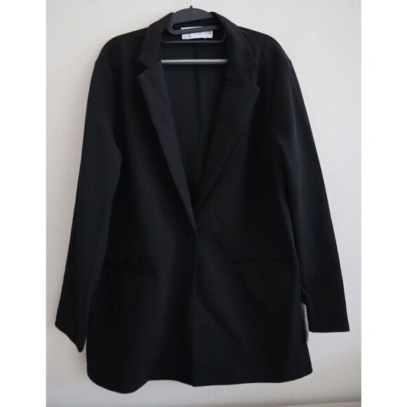 ASOS Design F103464 Women's Sz 6 Black One-Button Jersey Slouchy Suit Blazer - Picture 1 of 8